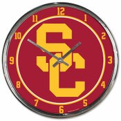 USC Trojans SC Interlock Chrome Clock